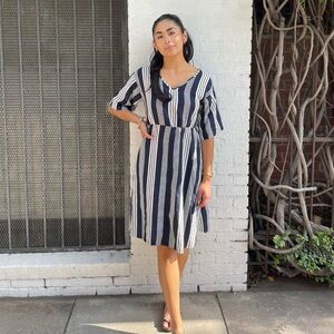Formal Attire David Jones Shift Dress Pure Linen Striped Knee Length Shift Dress  JAEGER M&S IE